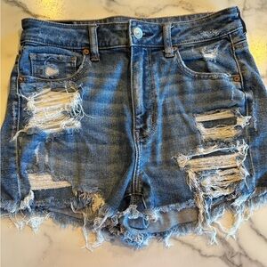 American Eagle High Waisted Distressed Jean Shorts